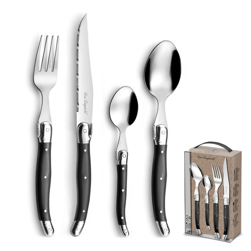 Lou Laguiole - Tradition 24-teiliges Besteckset - Anthrazit