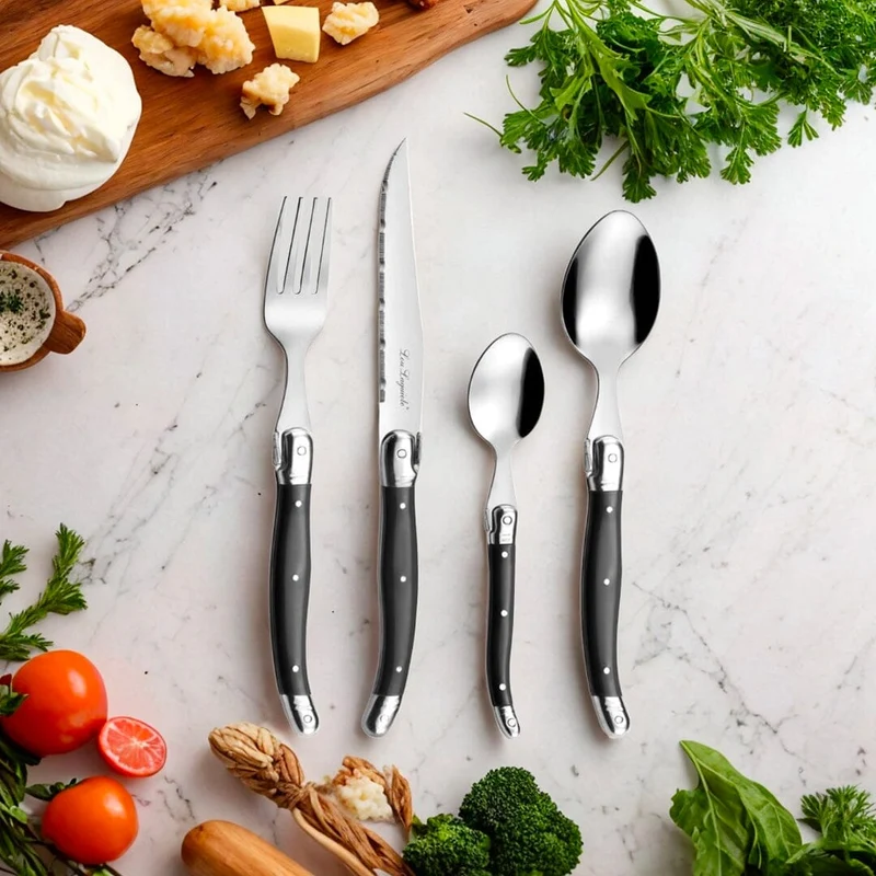 Lou Laguiole - Tradition 24-teiliges Besteckset - Anthrazit