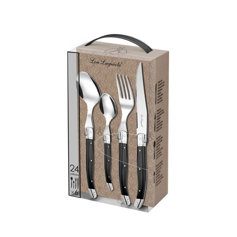 Lou Laguiole - Tradition 24-teiliges Besteckset - Anthrazit