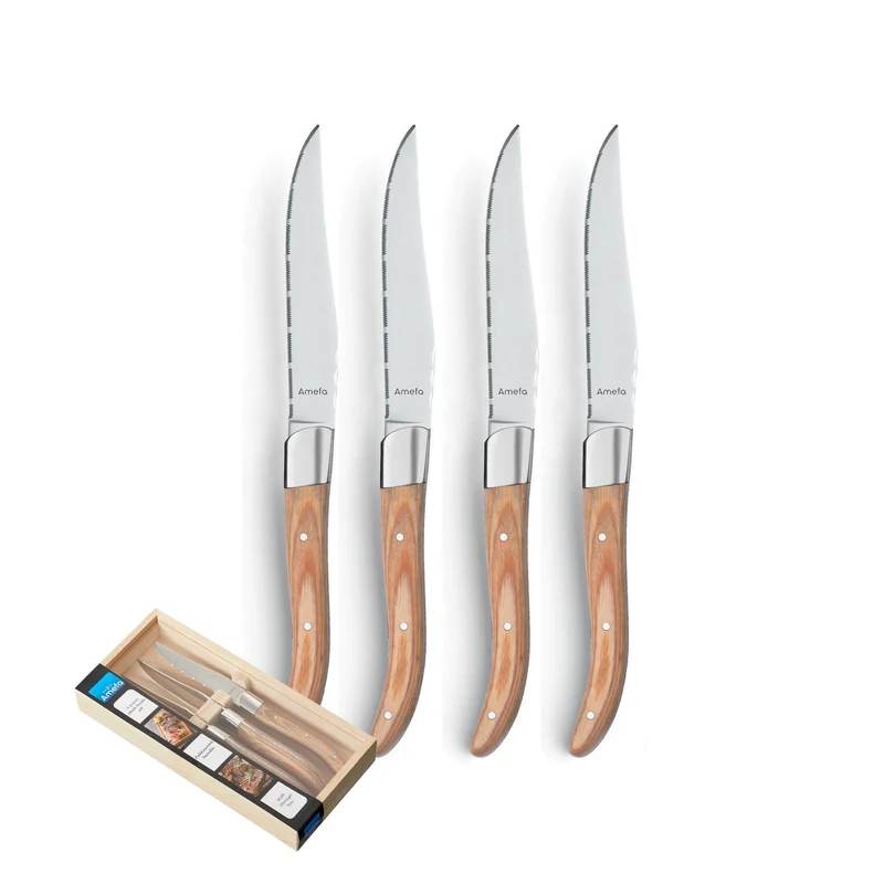 Amefa - Royal Steak 4 Steakmesser - Naturholz