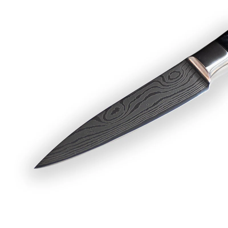 Shinrai Knives - Damascus Print Onyx Schälmesser 8 cm