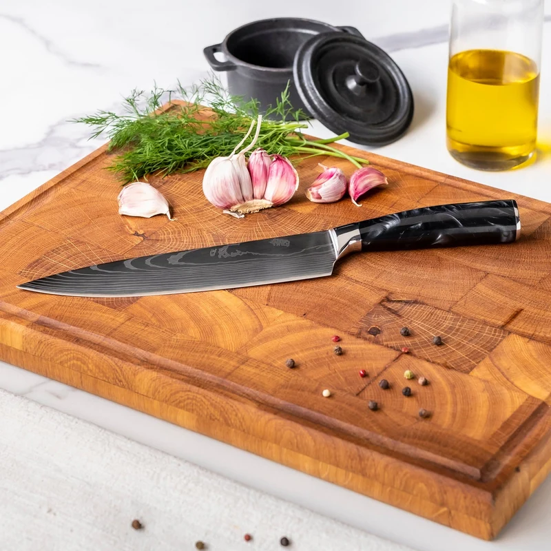 Shinrai Knives – 9-teiliges Messerset mit Damaszener-Print und Onyx-Epoxid