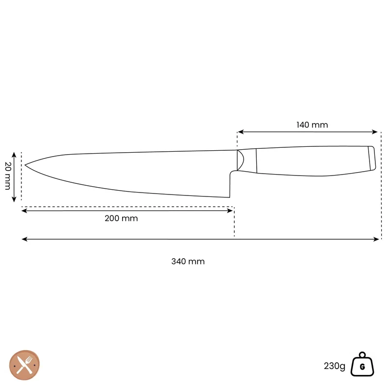 Yaxell - Ran Kochmesser 20 cm - Antihaftbeschichtung