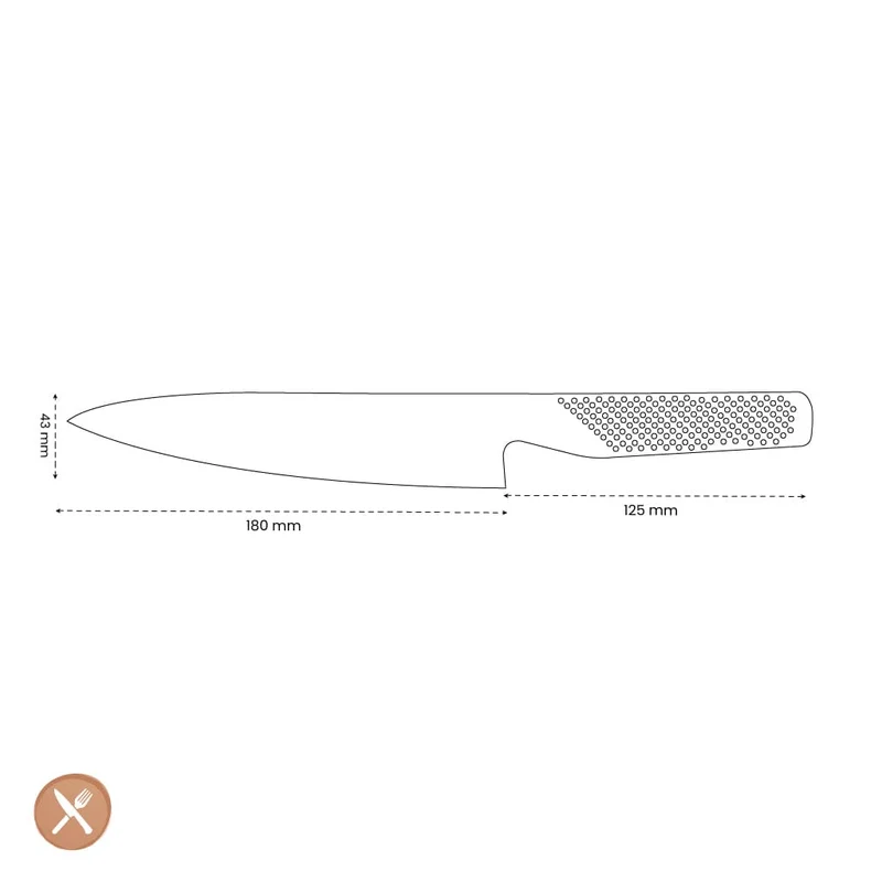 Global - G78 Kochmesser Grübchen 18 cm