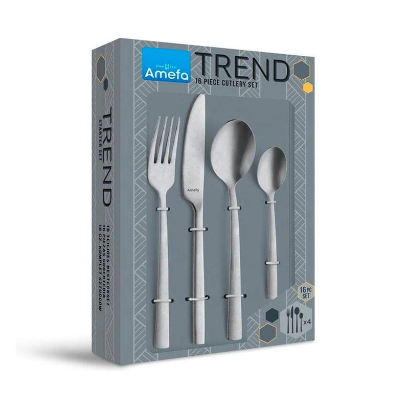 Amefa - Manille Stonewash 16-teiliges Besteckset - Silber