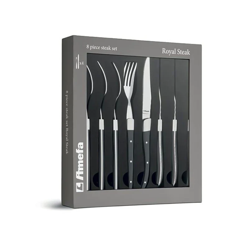 Amefa - Royal Steak 8-teiliges Steakmesserset - Schwarz