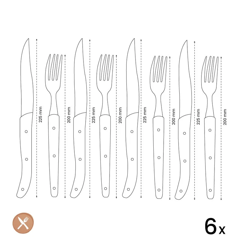 Amefa - Royal Steak 8-teiliges Steakmesserset - Schwarz
