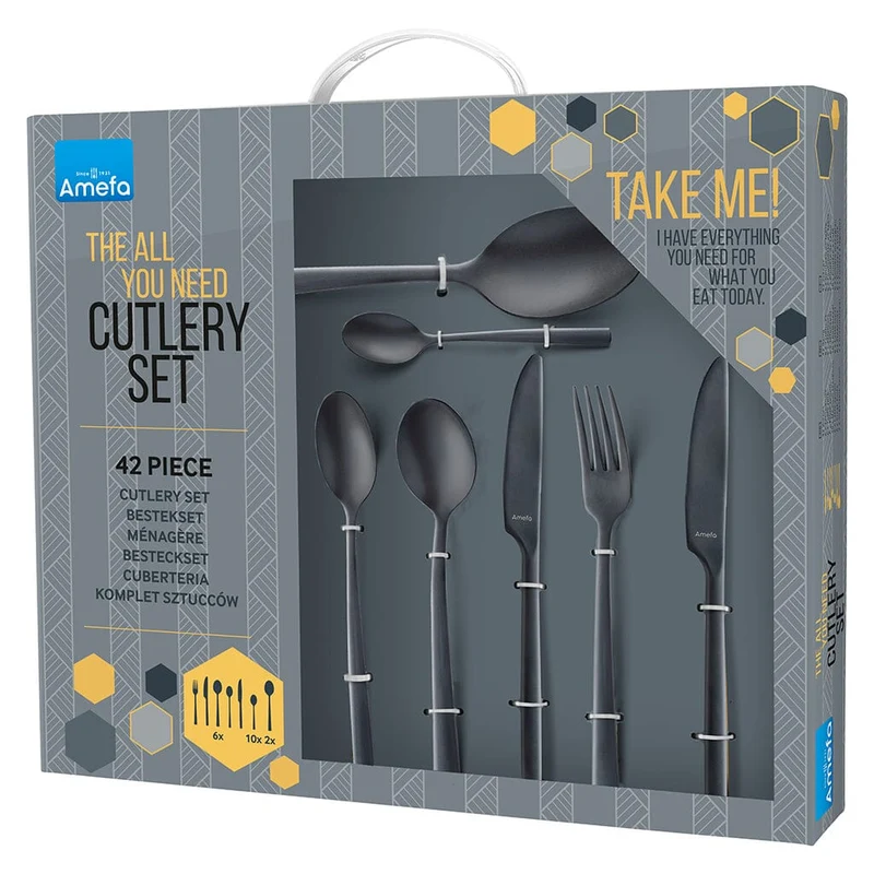 Amefa - Manille 42-teiliges Besteckset - Schwarz
