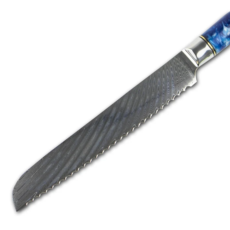 Shinrai Knives - Epoxy Sapphire Damascus Brotmesser 20 cm
