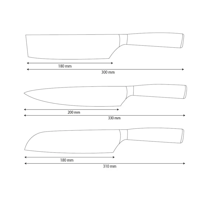 Shinrai Knives - Gehämmerter Edelstahl - 3-teiliges Messerset