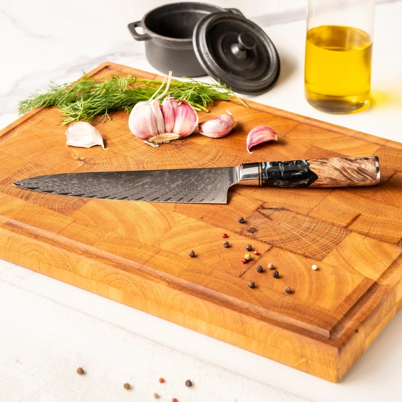 Shinrai Knives - Epoxy Onyx - Damaszener Kochmesser 20 cm