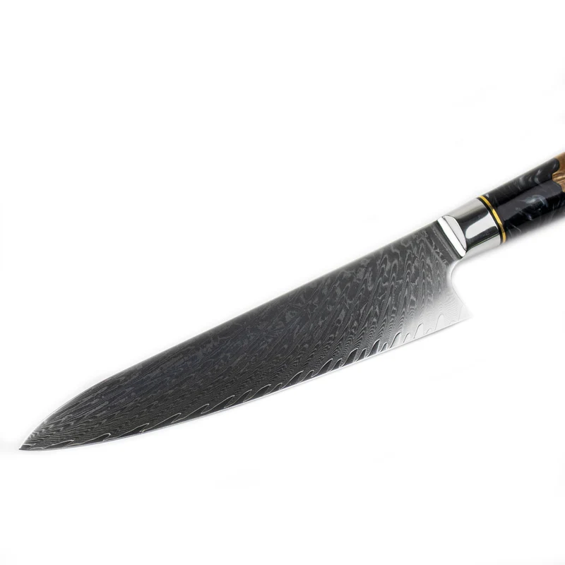 Shinrai Knives - Epoxy Onyx - Damaszener Kochmesser 20 cm