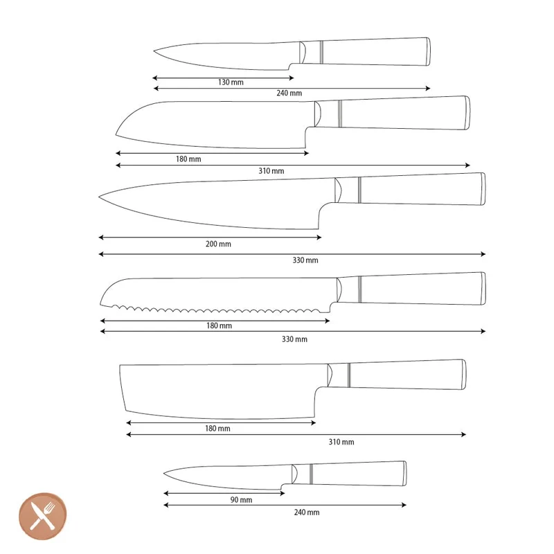 Shinrai Knives - Epoxy Onyx 6-teiliges Damast-Messer-Set