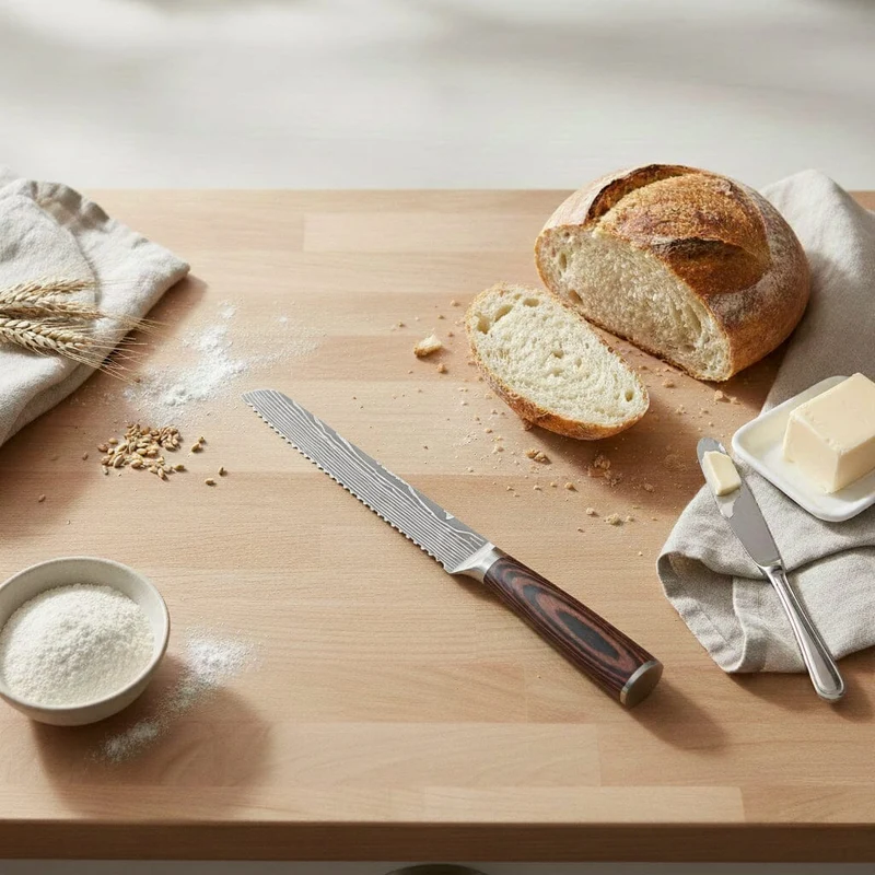 Shinrai Knives - Damastdruck-Serie - Brotmesser