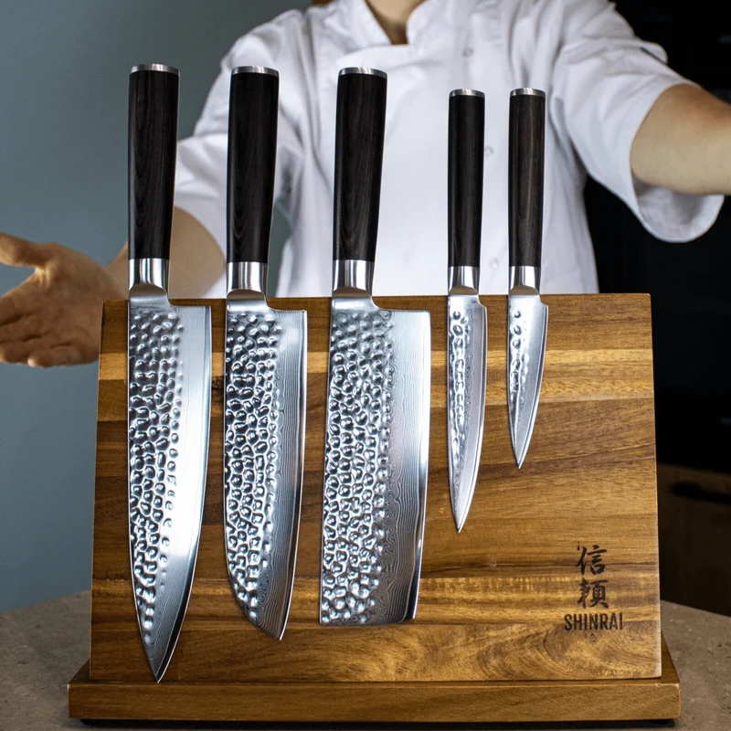 Shinrai Knives - Hammerschlag Damast BR 5-tlg. Messerset
