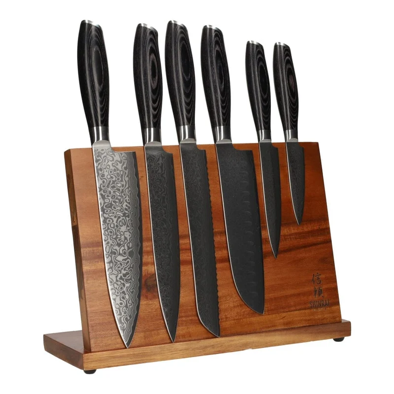 Shinrai Knives - Damast Pakka Holz 6-teiliges Damaszener-Messer-Set