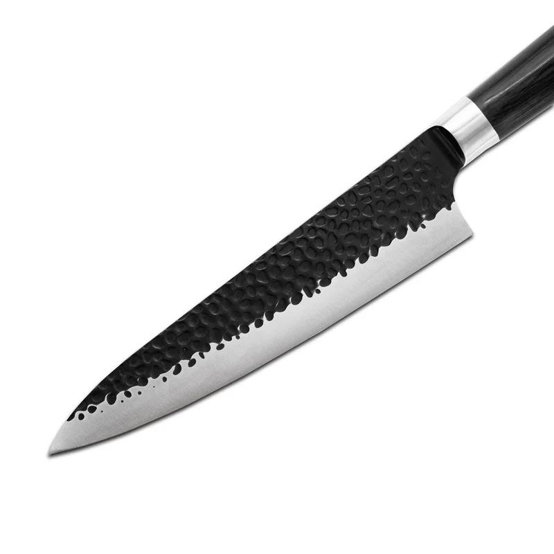 Shinrai Knives - Gehämmerter rostfreier Stahl Schwarz - Kochmesser 20 cm