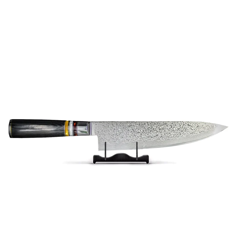 Shinrai Knives - Micarta Jewels Schwarz - Damast Kochmesser 20 cm
