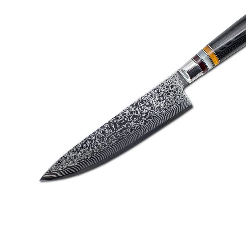 Shinrai Knives - Micarta Jewels Schwarz - Damast Kochmesser 20 cm