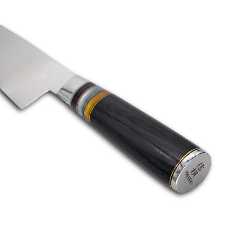 Shinrai Knives - Micarta Jewels Schwarz - Damast Kochmesser 20 cm