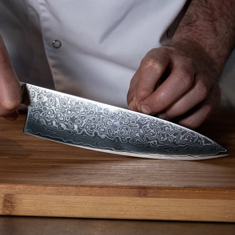 Shinrai Knives - Damast Pakka Holz - Damaszener Kochmesser 20 cm