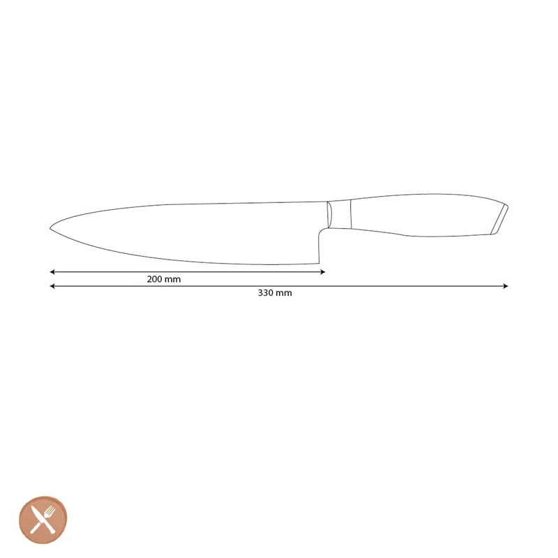 Shinrai Knives - Damast Pakka Holz - Damaszener Kochmesser 20 cm