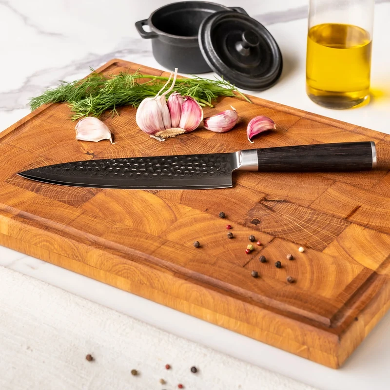 Shinrai Knives - Hammerschlag Damast BR - Damast Kochmesser 20 cm