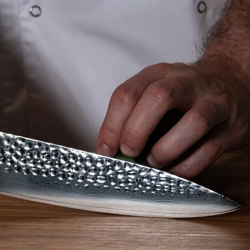 Shinrai Knives - Hammerschlag Damast BR - Damast Kochmesser 20 cm