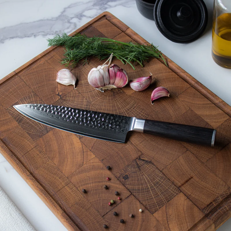 Shinrai Knives - Hammerschlag Damast BR - Damast Kochmesser 20 cm