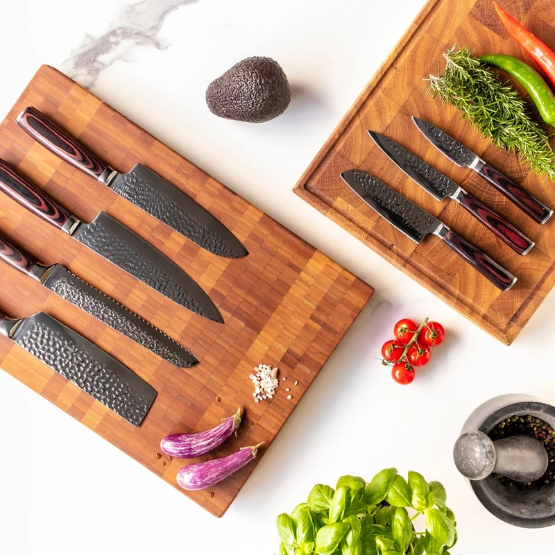 Shinrai Knives - 6-teiliges Messerset aus gehämmertem Edelstahl