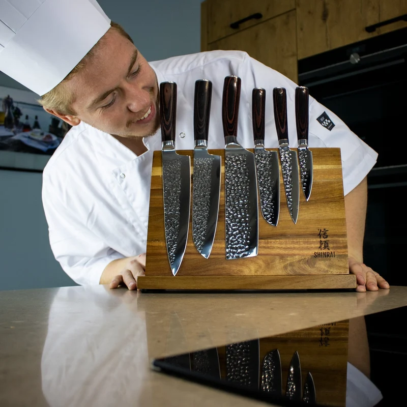 Shinrai Knives - 6-teiliges Messerset aus gehämmertem Edelstahl