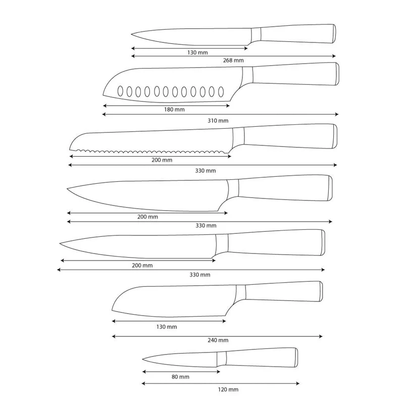 Shinrai Knives - Damastdruck 7-teiliges Messerset