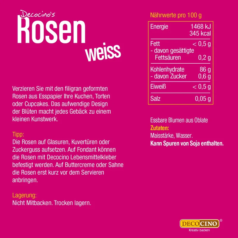 Rosen aus Esspapier in Weiß
