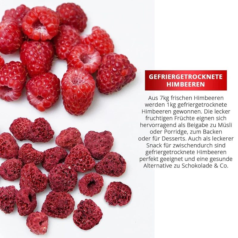 Himbeeren für Backen und Müsli, gefriergetrocknet