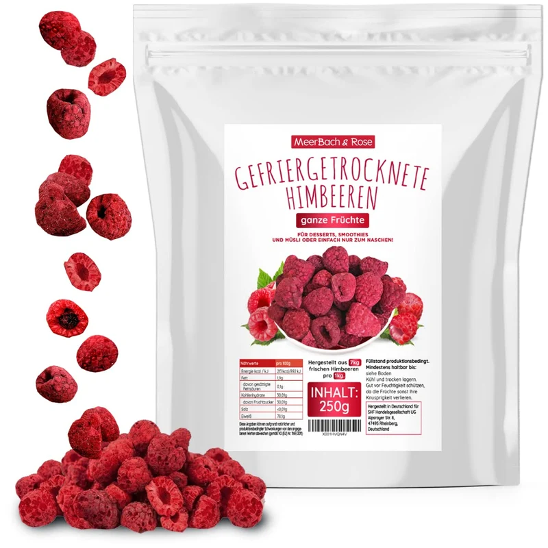 Himbeeren für Backen und Müsli, gefriergetrocknet