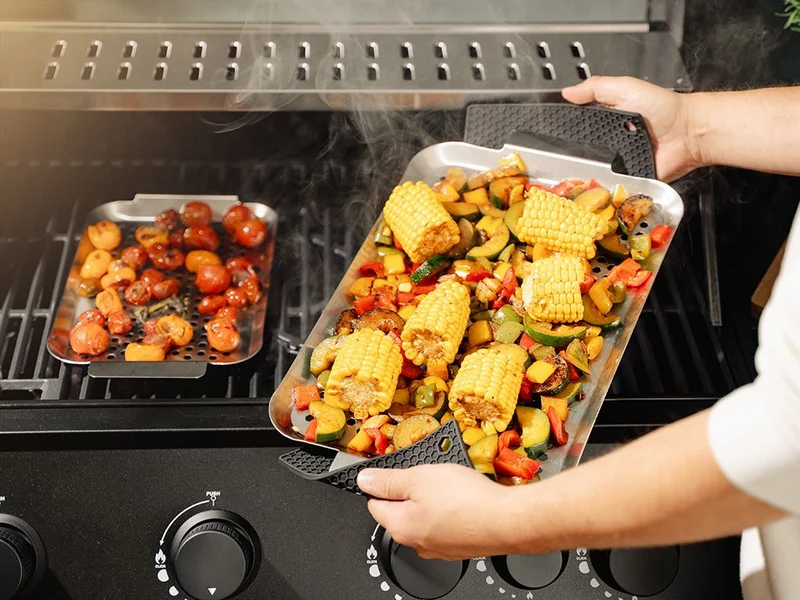 BBQ-SCHALE AUS EDELSTAHL 43×25 CM