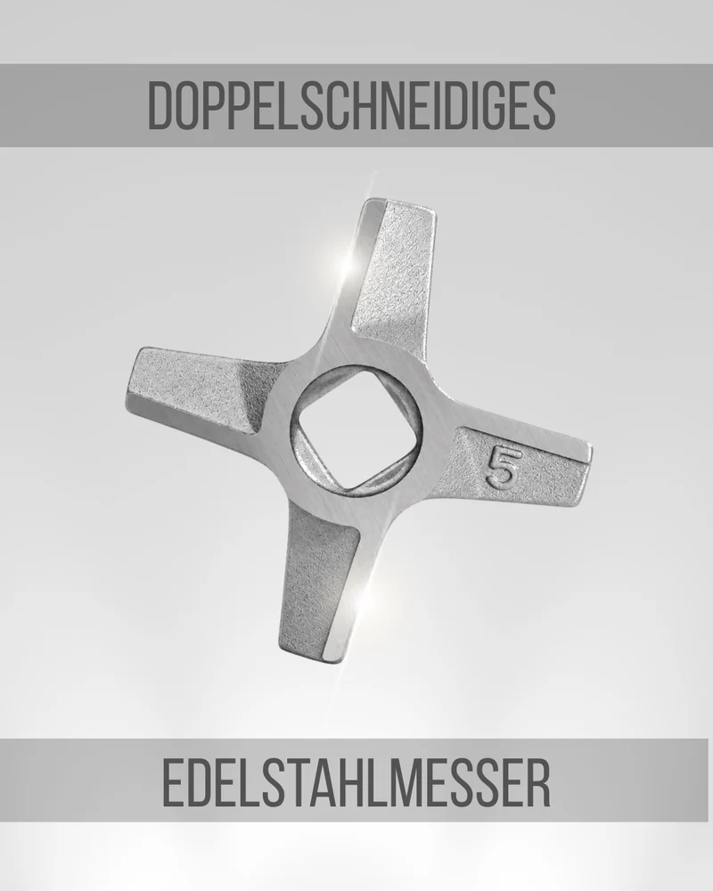 WOLFCUT - Kreuzmesser doppelschneidig kompatibel mit Bosch Fleischwölfen Größe 5