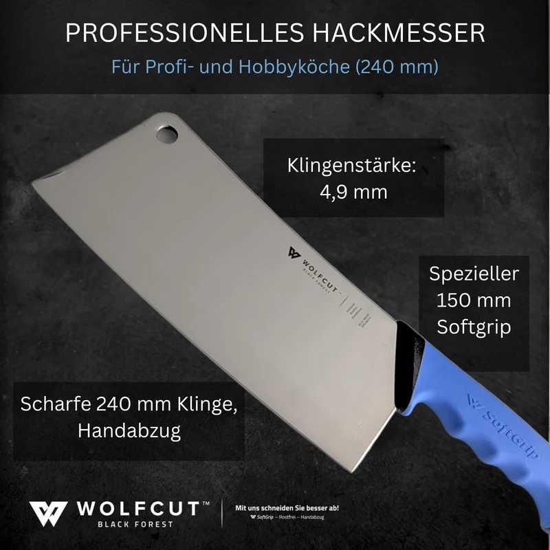 WOLFCUT SoftGrip BLUE-Serie - Hackmesser 24 cm Klinge
