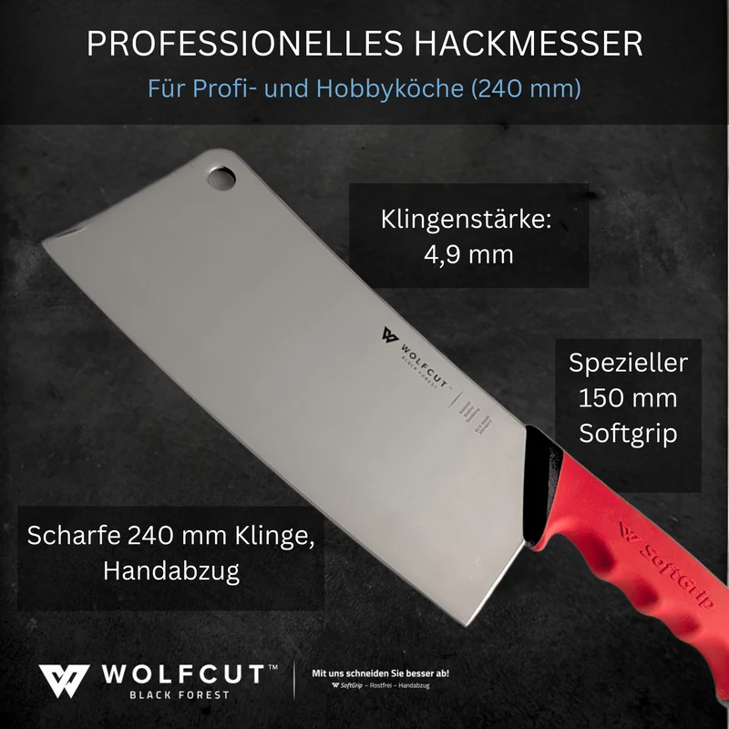 WOLFCUT SoftGrip RED-Serie - Hackmesser 24 cm Klinge