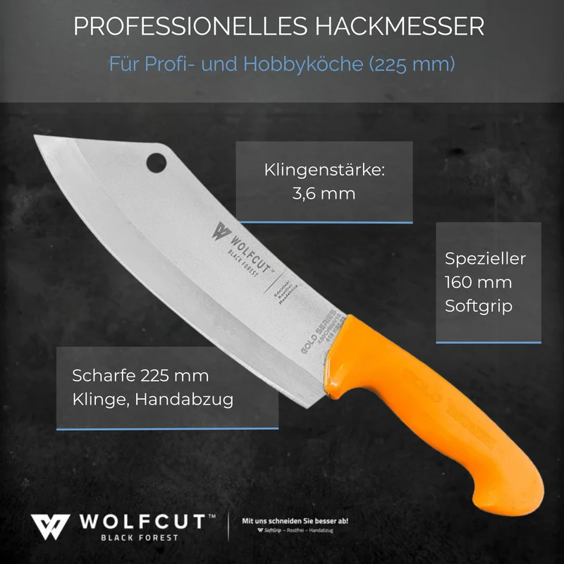 WOLFCUT Gold Serie - Hackmesser LM 22,5 cm Klinge