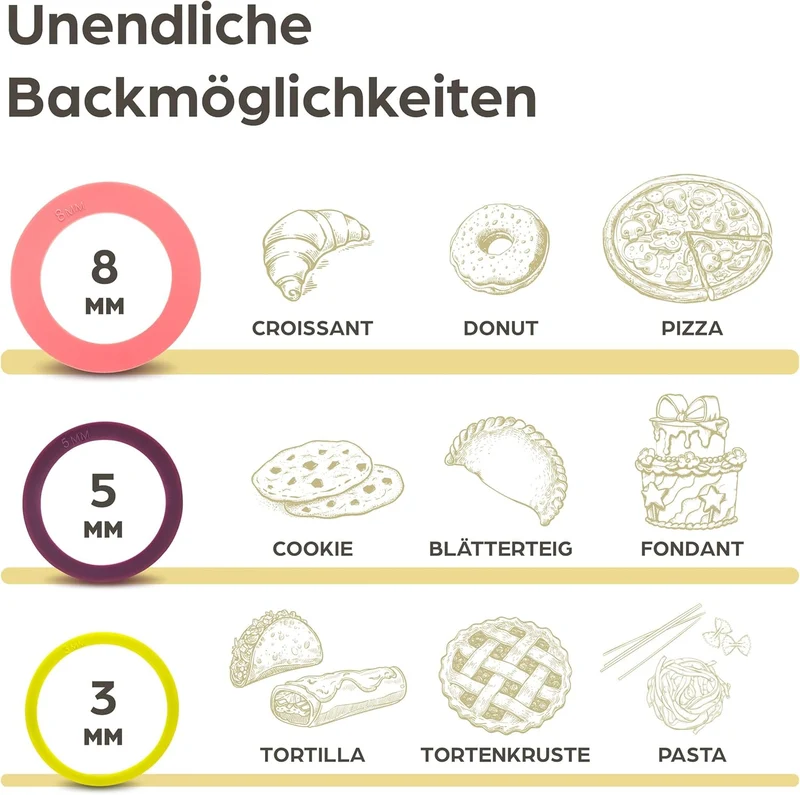 Schönes Nudelholz mit Abstandshaltern im Zweier-Set aus nachhaltigem FSC® Holz