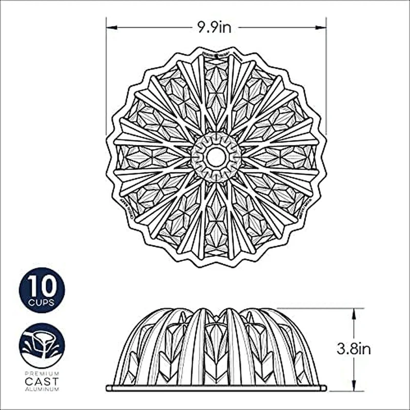 Himmlische Backform Cut Crystal Bundt Aluminium Gold