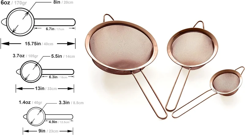 Edles Küchensieb-Set aus feinmaschigem Edelstahl