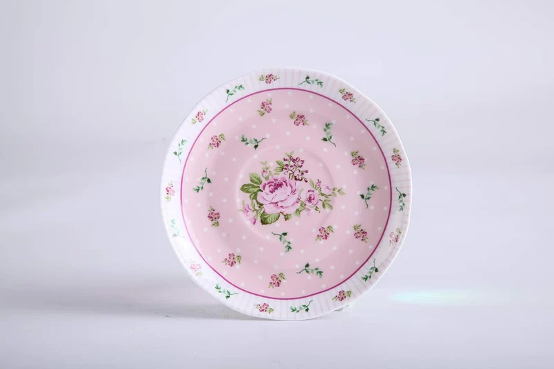 Kaffeetasse Und Untertasse, Shabby Chic, Vintage, Porzellan, Vogel Schmetterling, Flora, Geschenk-Box (Rose Pink)
