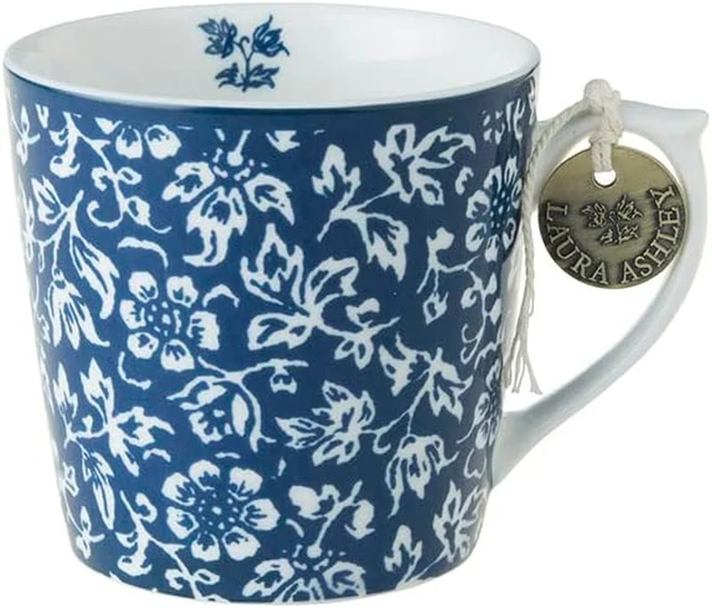 Laura Ashley Porzellantasse Sweet Allysum – Blau mit weißem Blumenmuster