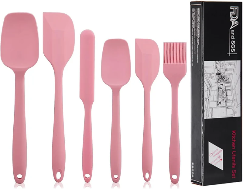 Silikon Spatel Set - Rosa 6-teilig