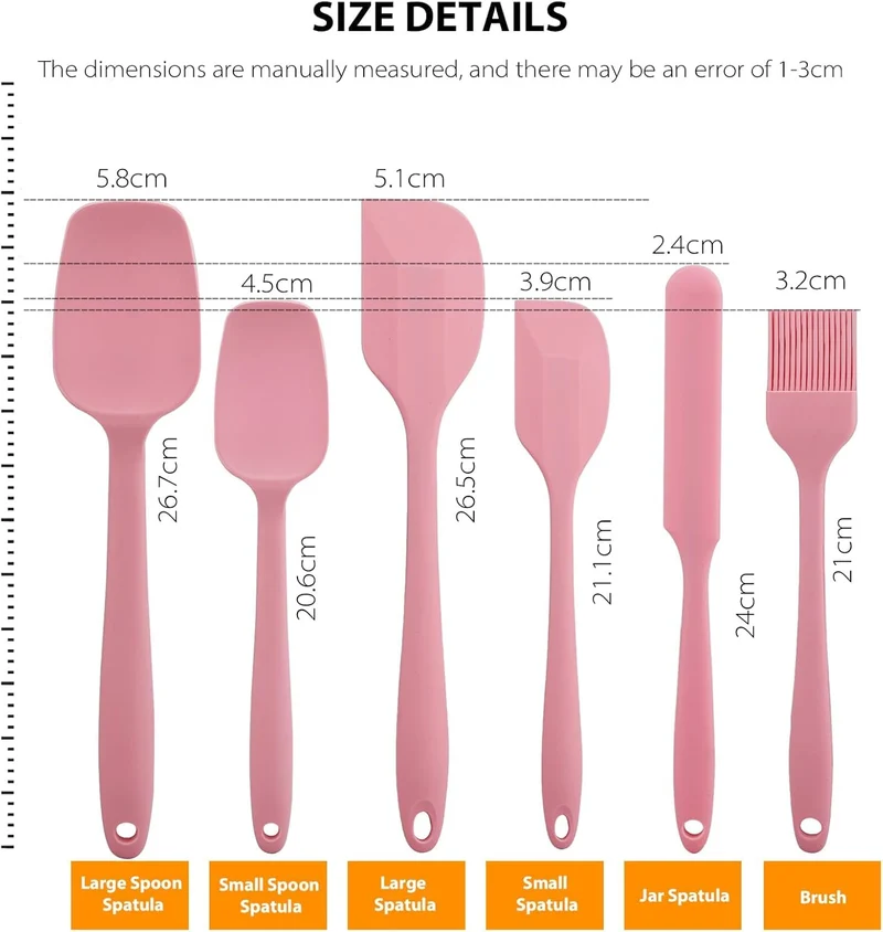 Silikon Spatel Set - Rosa 6-teilig