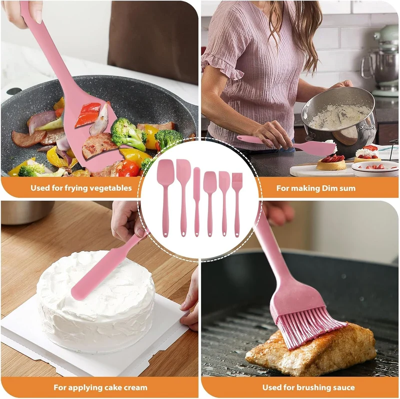 Silikon Spatel Set - Rosa 6-teilig