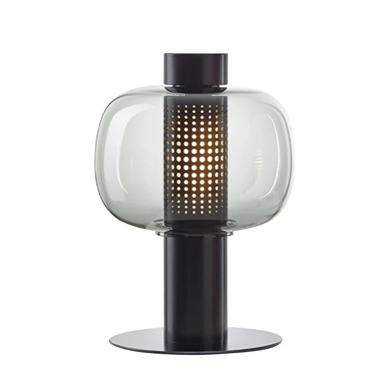 Künstlerische Tischlampe mit elegantem Glasschirm