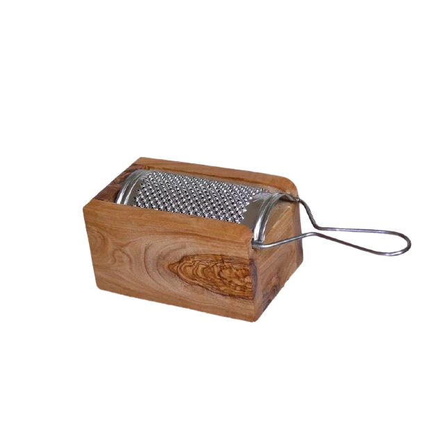 Parmesan- oder Hartkäsereibe, Muskatreibe aus Olivenholz